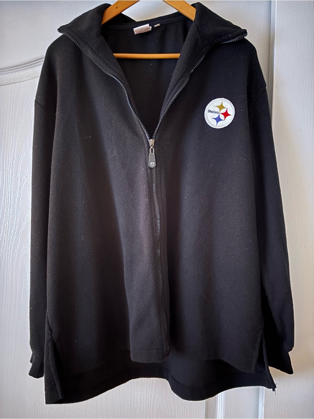 NFL Black Full-Zip Lightweight Fleece Jacket with Team Crest